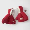 Jaqueta de algodão vermelha grande para bebê, blusa com capuz acolchoada espessa de 280g, casaco de algodão quente para meninos e meninas, roupa de outono e inverno para bebês e crianças pequenas
