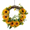 Guirnalda Decorativa de Girasol de Primavera de Nueva Simulación Transfronteriza Colgante de Ratán Colgante de Puerta de Girasol Venta al por Mayor