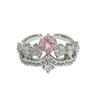 Novo anel aberto de zircônia rosa para meninas, nicho de luxo de alta qualidade, super fada, personalidade, cor, tesouro, acessórios