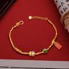 Pulsera para Mujer con Diseño de Bola Didi Brillante, Sensación Azul Quemado, Oro Roto, Bolsa Fugui Fu, Pulsera Nueva Estilo Chino, Perla Envuelta en Oro Arena