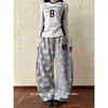 Pantalones de Comercio Transfronterizo Estampado de Letras con Cordón Dobladillo Curvo Estilo Callejero Americano de Retazos Nuevo Diseño Retro Pantalones Deportivos Holgados