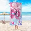 Suministro Exclusivo Transfronterizo de Toalla de Playa de Microfibra Rosa con Puntada Rosa, que No Suelta Pelusa, es Amigable con la Piel, Absorbente y de Secado Rápido, y No Retiene Arena