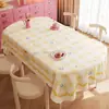 Mantel Estilo Crema, Impermeable, Resistente al Aceite, Mantel de Mesa sin Lavado, Dibujo Animado de Lujo Ligero de Alta Gama, Mantel Ovalado Rosa para Mesa de Café