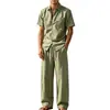 Conjunto casual de férias transfronteiriço de corte solto, roupa casual esportiva de cor sólida, terno masculino, conjunto de duas peças estiloso de luxo leve