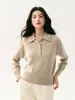 Nueva colección de otoño: suéter de cachemira para mujer con cuello tipo polo, diseño de punto trenzado, mangas largas y un estilo versátil y elegante