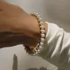 Pulsera de Acero de Titanio Resina Perla Jieding No se Desvanece Joyería de Mano Pulsera Abierta Transfronteriza Joyería de Acero Inoxidable para Mujer Gama Alta