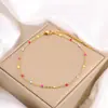 Tornozeleira Colorida de Aço Titânio com Gotejamento de Óleo para Mulheres, Joia de Pé Dopamina de Verão, Tornozeleira Empilhável Colorida da Moda que Não Desbota Atacado