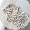 Pijama de Bebê Verão Conjunto Fino Bolinhas Moda Meninas Conjunto de Duas Peças Verão Roupas de Casa Roupas para Crianças com Ar Condicionado para Mulheres
