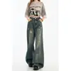 Jeans de Pierna Ancha Acampanados Retro Americano Desgastados Nuevos para Mujer Primavera y Otoño, Jeans Holgados para Mujer al por Mayor