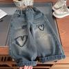 Calça jeans feminina 2024 primavera novo estilo coreano infantil amor bordado reta versátil Calça jeans