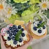 Caixa para Torta de Ovos de Girassol, Caixa de Embalagem para Croissant com Borda de Renda para Cupcake e Torta de Ovos, Caixa Transparente Descartável para Levar para Assados