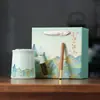 Mil Li de Rios e Montanhas Caneca de Cerâmica Xícara de Chá de Escritório Conjunto com Caixa de Presente Reunião de Empresa Brinde de Negócios de Alto Padrão