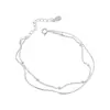 Pulsera de Cadena Doble Capa con Cuentas Redondas Pequeñas de Plata de Ley 925 para Mujer, Diseño de Nicho Sencillo, Pulsera Personalizada Moderna y Versátil 6598Y