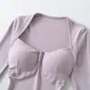 Atacado de roupas femininas estilo europeu e americano INS transfronteiriço: Vestido justo e puramente desejável com decote coração, bojo e mangas três quartos.