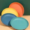 Conjunto de Pratos de Palha de Trigo Estilo Japonês Prato de Jantar Prato de Frutas Estilo Nórdico Prato Criativo para Sobremesa com Disco de Plástico 20cm