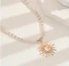 Moda Europea y Americana Transfronteriza Estilo Bohemio Vacacional Estrella Luna Sol Pintura Metálica Colgante de Aceite Ojo del Diablo Cadena para Clavícula