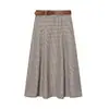Vestido Midi Elegante da Moda Europeia e Americana Estilo Capa com Cinto Xadrez Houndstooth Feminino 2026 9857156