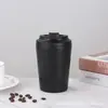 Copo Térmico Aço Inoxidável 304 Cor Sólida Transfronteiriço, Copo de Café para Beber Diretamente Portátil ao Ar Livre, Copo Medidor de Leite para Carro Venda por Atacado