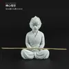 Figura de Animal de Té Gran Sabio de Arenisca Verde Estilo Chino, Adorno de Escritorio Wukong, Paisajismo de Roca para Acuario, Maceta de Decoración para el Hogar