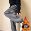 Calças masculinas de veludo cotelê forradas com fleece para outono e inverno, calças de moletom masculinas, calças casuais versáteis de corte solto, calças jogger, calças compridas