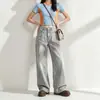 Jeans de Cintura Alta de Venta Caliente para Mujer, Alargan las Piernas, Diseño Americano High Street, Estilo Urbano, Pantalones Casuales de Pierna Ancha, Novedades de Otoño