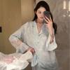 Pijama Azul Casual y de Alta Gama 2026 Nuevo para Primavera y Otoño para Mujer con Mangas Largas y Popular Estilo Femenino Conjunto de Ropa para el Hogar