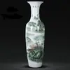 Jarrón Grande de Pie de Cerámica de Jingdezhen con Paisaje Pastel Pintado a Mano, Jarrón de Porcelana para Ceremonia de Apertura, Adorno Decorativo de Sala de Estar Estilo Chino