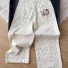Estilo Coreano Blanco Dibujos Animados Gatito Gato Lazo Floral Jeans para Mujer Primavera y Verano Nuevos Pantalones de Pierna Ancha Rectos Modernos