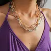 Collar de Cadena Retorcida Metálica Brillante Transfronterizo Europeo y Americano, Cadena para Clavícula Exagerada Punk Personalizada, Accesorio de Cuello Simple de Nicho