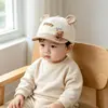Chapéu de Pato Primavera e Outono Estilo Coreano Espesso Unissex Infantil Desenho Animado Ursinho Proteção Solar Veludo Boné de Baseball para Bebê Aba Macia