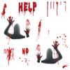 WSQT 100000 día festivo horror mancha de sangre figura huella de mano sala de estar cocina y baño hogar fondo vidrio de ventana pared decorativa