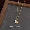 Colar de Concha Natural Retro Francês Banhado em Ouro Real 18K Commuter All-match Design Sense Artistic High Sense Clavícula Chain