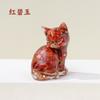 Grava de Cristal Natural Resina de Goteo Gato Acostado Soporte para Gato Gato Durmiendo Decoración del Hogar Gato Lúcido Adornos para Coche