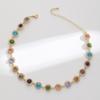 Colar colorido com diamantes retrô transfronteiriços na Europa e nos Estados Unidos, colar com pingente de cartão doce e elegante, corrente de clavícula, atacado