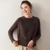 Suéter de Cachemira de Cuello Redondo para Mujer Otoño/Invierno 2025 Manga Raglán Cálido Cómodo Jersey Punto Suelto Grueso Base