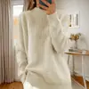 Comercio Exterior Ropa de Mujer Otoño e Invierno 2024 Nuevo Suéter Pulóver de Manga Larga con Rayas de Canalé y Cuello Alto Parcial Color Puro Camisa de Punto Básica