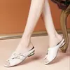 Sandalias Planas de Verano para Mujer, Versátiles, Casuales, de Piel Suave, con Punta Abierta, Tacón Bajo, Pedrería, Slip-On 2026