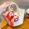 Llavero Colgante Gato de la Suerte Estilo Chino Año Nuevo Pareja Giratorio Lingote Decoración de Llavero Bolsa Año del Caballo Pequeño Regalo