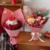 Papel de Presente Xadrez Vermelho e Branco Floral Sombrio Retrô Embalagem de Buquê de Flores Presente Arte Floral DIY Manualidades de Artesanato Natal