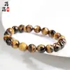 Beibeifu Cristal Ojo de Tigre Amarillo Natural Cuentas Redondas Pulsera Facetada Piedra Ojo de Tigre Amarillo Cuerda de Mano Facetada Mayoreo