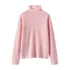 Suéter de Cachemir con Cuello Alto para Mujer, Jersey Holgado con Punto Trenzado, Estilo Otoño e Invierno, Cuello Versátil, Suéter Básico para Capa Interior