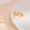 Anillo Completo de Diamantes 2025 para Mujer, Diseño Abierto Ajustable, Estilo de Lujo Ligero, Forma Geométrica, Anillo Abierto de Acero Inoxidable para Mujer
