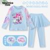 Nuevo Traje de Baño Infantil de Dibujos Animados Xiaoai para Niñas, Traje de Baño de Manga Larga, Conjunto de Dos Piezas, Tallas Mediana y Grande, Traje de Baño con Protección Solar, Moderno
