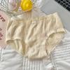 Calcinhas femininas de cor sólida macia com estampa delicada de laço de nuvem, atmosfera doce natural