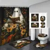 Cortina de ducha fantasma de Halloween Felpudo Serie de Cuatro Piezas 6 Baño Separación Seca y Húmeda Cortina de ducha Cortina de ducha impermeable