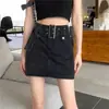 Falda corta de mezclilla retro de cintura alta ajustada a la moda para mujer, anti-exposición, minifalda bodycon de moda