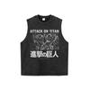 Camiseta de manga corta con estampado de anime antiguo lavado estilo americano para hombre, estilo urbano, holgada e informal, de media manga