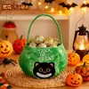 Cubo de calabaza de Halloween, cubo de calabaza portátil con luz, decoración de luz de calabaza brillante, cubo portátil de caramelo de calabaza con luz cálida de comercio exterior