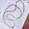 Collar Minimalista con Colgante de Corazón para Mujer, Versátil, Sencillo, Moderno, de Alta Gama, Casual, Cadena Larga para Suéter
