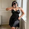 Outono/Inverno Novo Seda Elástica Cetim Babados Fenda Lateral Sexy Camisola Camisola de Dormir Pijama Estilo Puro Desejo Roupa de Casa
